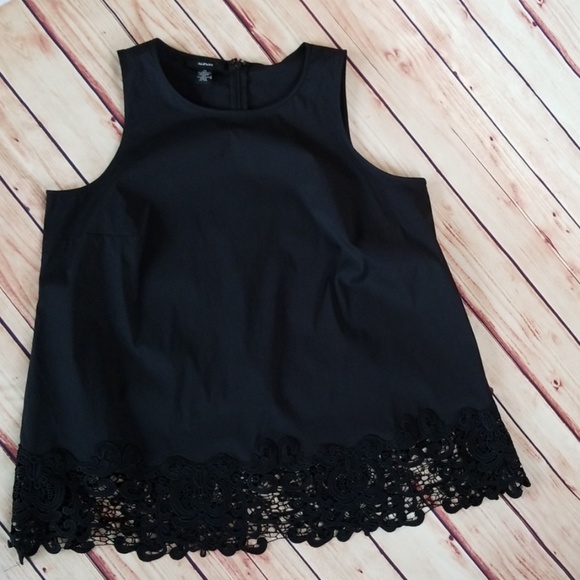 NWT Alfani Black crochet trim sleeveless blouse - Picture 5 of 7